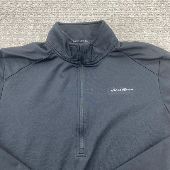 Eddie Bauer Motion Running Shirt Men Medium M Black Long Sleeve 1/4 Zip Sweater - Picture 6 of 13